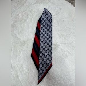 Gucci Red and navy Twilly Patterned with G